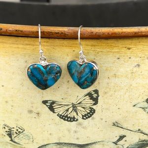 Jewelry - Turquoise Blue Copper Sterling Silver Earrings Jewelry - Turquoise Blue Copper Sterling Silver Earrings